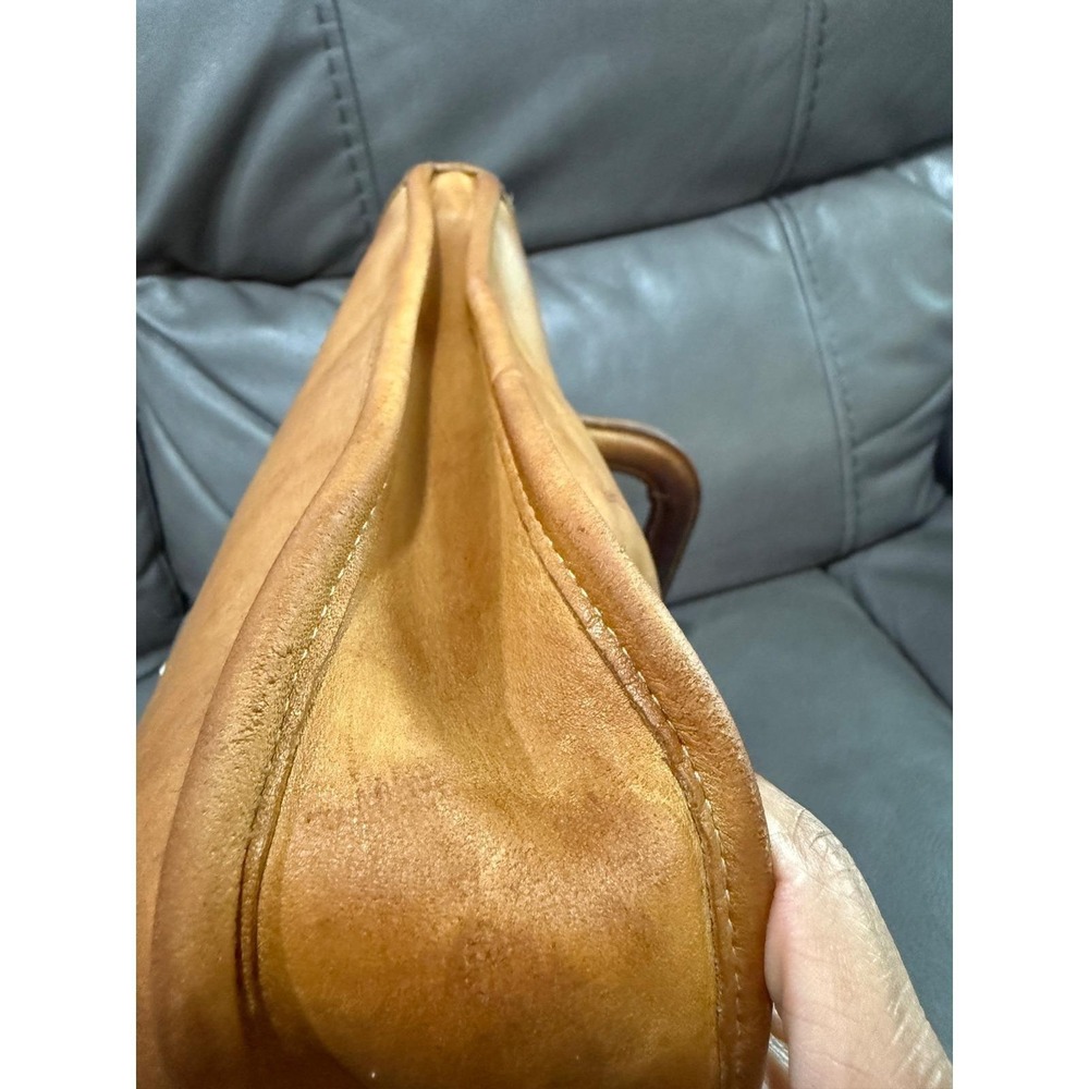 Vintage Coach Tan Leather Kiss Lock Bonnie Cashin Handle Bag 1970's - Picture 6 of 16